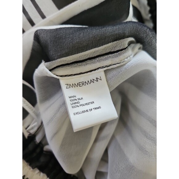 Zimmernann Anthropologie Womens Pants L Black Stripe Wide Leg Pull on Sheer Silk - Picture 13 of 14